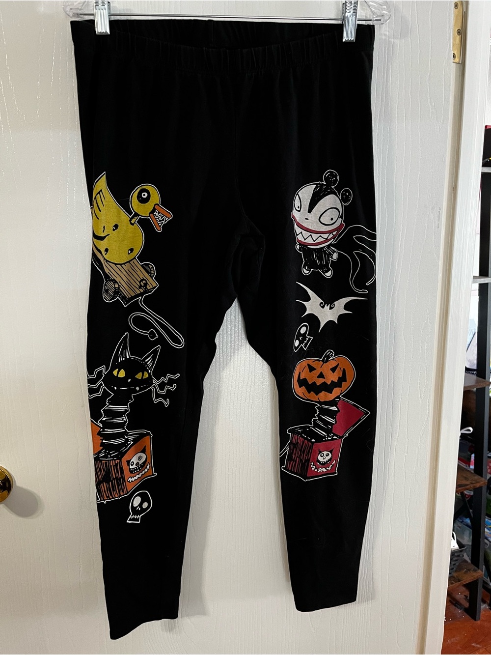 torrid Black Halloween Patchwork Leggings with Orange & Yellow Accents